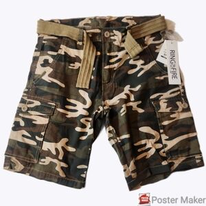 Ring of‎ Fire Men's Green Camo Cargo Shorts